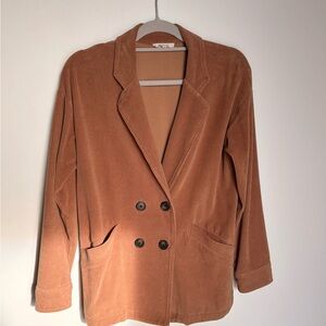 Madewell Double-Breasted Corduroy Blazer in Tan